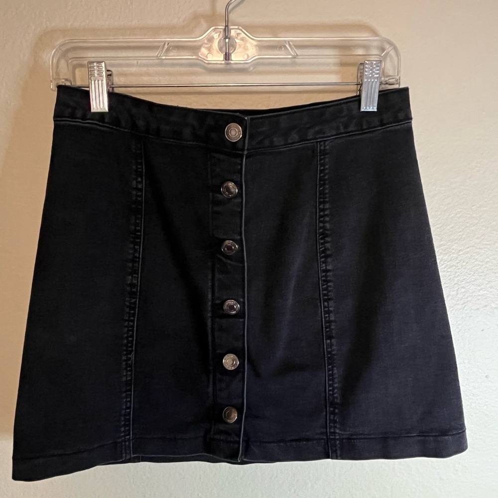 Button Down Denim Black Skirt Size 1 High Rise